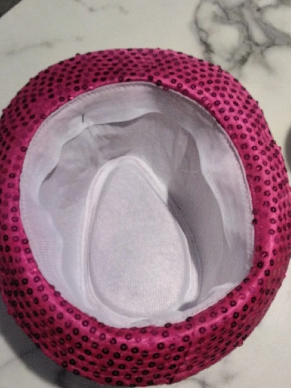Pink Sequin Fedora Hat with Decorative Brooch